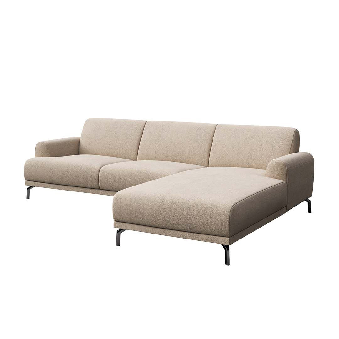 Puzo Right Corner Sofa Beige in Boucla Fabric